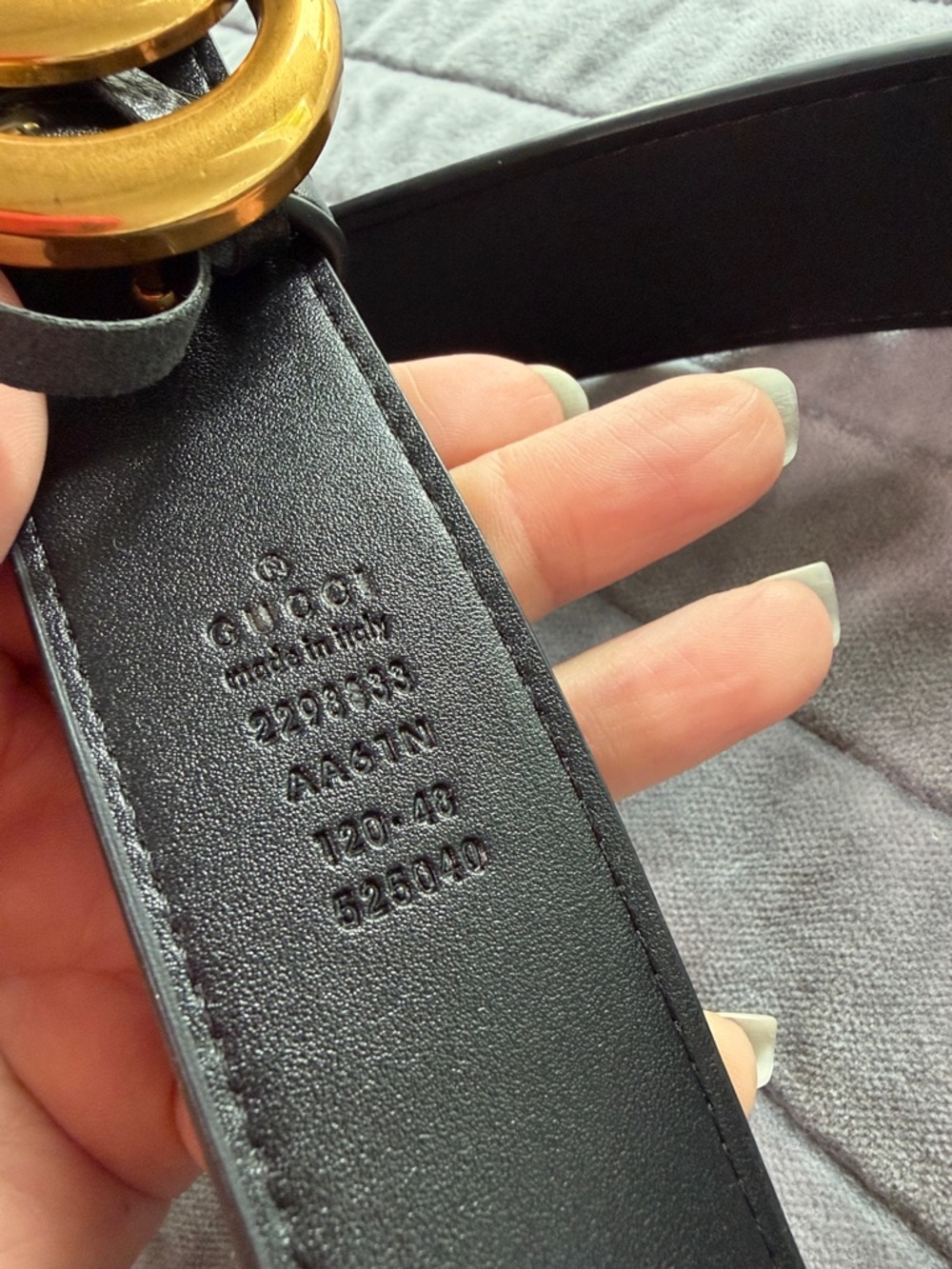 Black Belt with Gold Double G Buckle - Picture 2 of 2